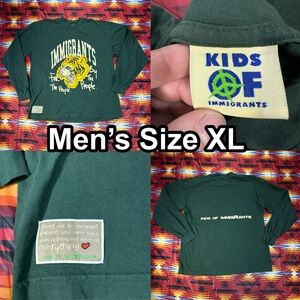 Kids of Immigrants Men's Size XL Green Long Sleeve Shirt Tiger For The People